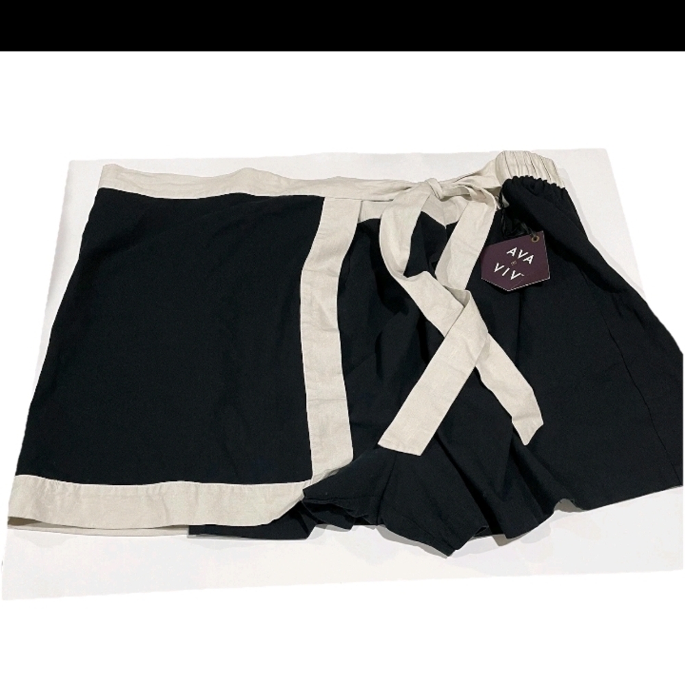 NWT! AVA & VIV Women's XXL Black Wrap Skirt Skort Size 2X Athleisure